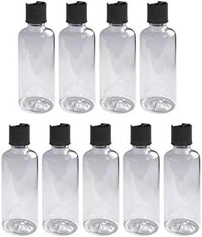 Maker Supply 9 Pack Clear Empty 8 oz Food Grade BPA-Free Plastic Bottles with Dispensing Disc-top caps lids Bulk Set