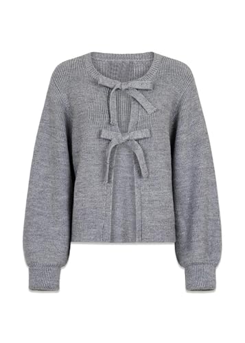 Image of Y2k Girls Tie Front Knitwear Cardigan Top Women Long Sleeve Open Front Knitted Crop Cardigan Sweater Streetwear