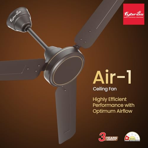 Image of FYBROS Air-1 1200 mm Ceiling Fan for Home, Office| BEE Star Rated Energy Efficient Fan | Superior Air Delivery | Silent Operation | Smoke Brown |3 Years Warranty