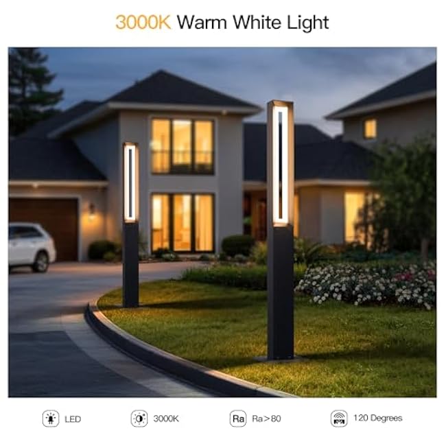 Path Light 71 Bollard Lighting Pole Lamp Bright LED Landscape Lantern