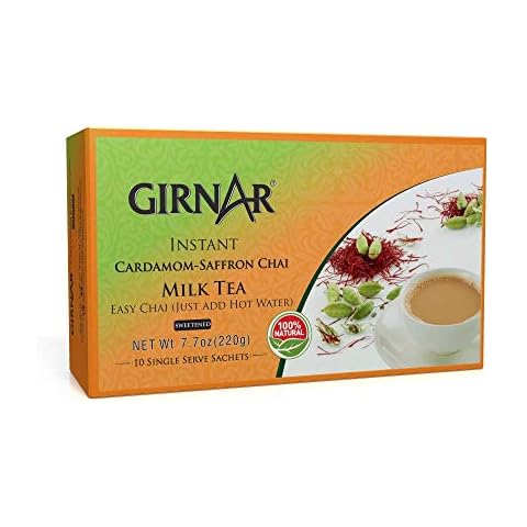 Girnar Instant Chai/Tea Premix With Cardamom-Saffron, 10 Sachet Pack Cover