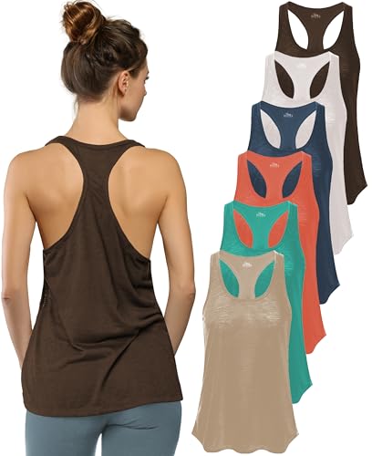Image of Sexy Basics Women's Everyday Flowy Burnout Slub Racer Back Tanks | Active Workout Tops | Multi Packs & Colors