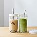 Daverly Way Reusable Boba Bubble Smoothie Cups With 4 Lids And 2 Metal Reusable Straws And Straw Cleaner In Fun Gift Box (2-pack, 24oz Boba Tea Drinking Jars)