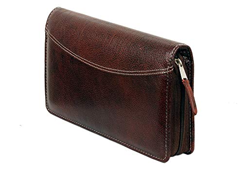 Image of Sukeshcraft Multiple Cheque Book Holder | Original Leather Holds Upto 8 Cheque Books (2Tone Brown)