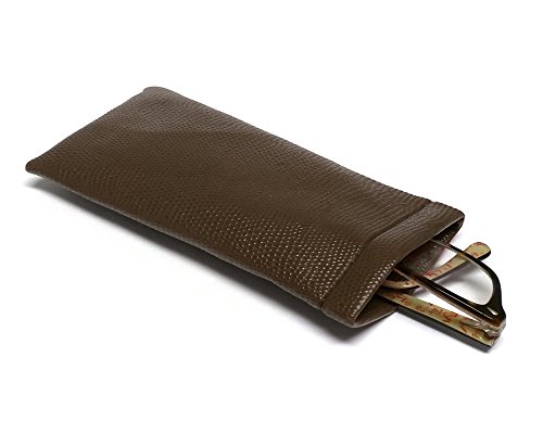 Image of Calabria Soft Squeeze Spring Top Eyeglass Case Snakeskin PU Leather Men Women Glasses Pouch Snap Closure Sunglass Bag Sleeve