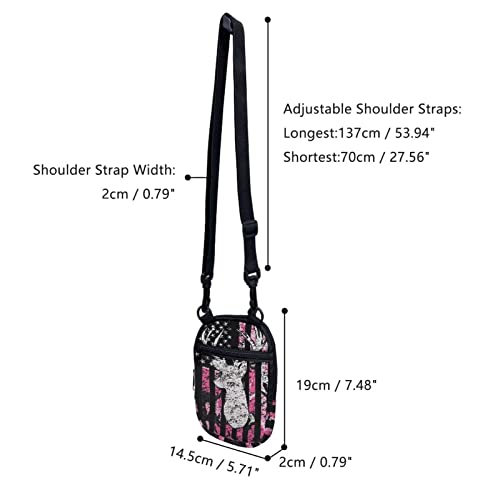 Suobstales Deer Crossbody Bag Camouflage American Flag Small Shoulder Bags For Women Girls Messenger Handbag Leisure Satchel Purse Kids Stuff Sack, Pink Camo #TOP5