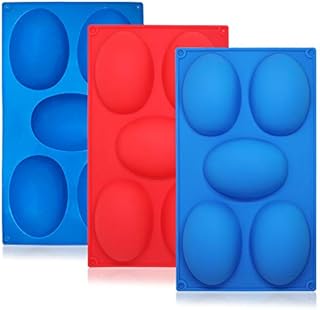 3 Packs 5 Cavities Easter Eggs Silicone Mold,findTop Baking Mold Cake Pan, Biscuit Chocolate Mold, Ice Cube Tray, Soap Mold