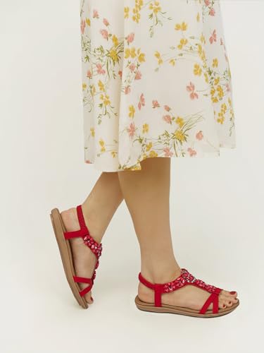 Image of SHIBEVER Dressy Flat Women Sandals: Comfortable Arch Support Womens Sandal | Summer Dress Flowers Boho Back Strap Open Toe Women's Sandals - All Day Comfort Walking Casual Wedding Woman Sandal Shoes