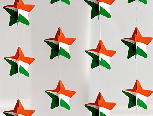 TOYXE 3D Star Hanging Frills Garland Tri Color for Independence D...