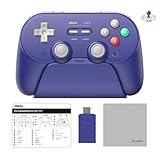 [正規品/日本語取扱説明書付属] 8BitDo Pro 3 Bluetooth コントローラー TMRジョイスティック、切替可能なホールエフェクトトリガー、レイアウト変更可能なABXYボタン、Switch1/2専用スリープ解除機能(※Switch2使用時アプデ必須)、6軸ジャイロセンサー、2.4Gレシーバーを搭載した充電ドック Switch/Switch 2/Android/Windows/SteamOS/Apple/ 対応【Windows版ファームウェアアップデート手順書/お手入れクロス付】(Purple)