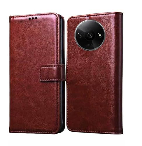 Erotic Flip Wallet Case Cover for Poco C61 - Cherry Brown