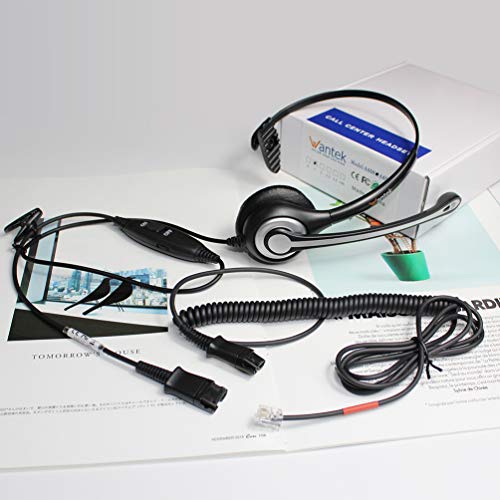 Wantek Corded Telephone Headset Monaural With Noise Canceling Mic + Quick Disconnect Work For Yealink Sip-T19P T20P T21P T22P T26P T28P T32G T41P T38G T42G T46G T48G Avaya 1608 9611G Ip Phones(600Qy1) #TOP6
