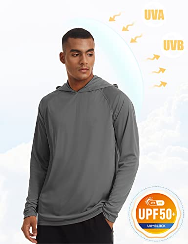 Magcomsen MCSDMFSCT-172-DARK GREY-2XL Mens Long Sleeve Hoodie For Men Sun Shirts Uv Protection With Hooded Quick Dry Fishing Athletic Workout Shirts Dark Grey thumb #2