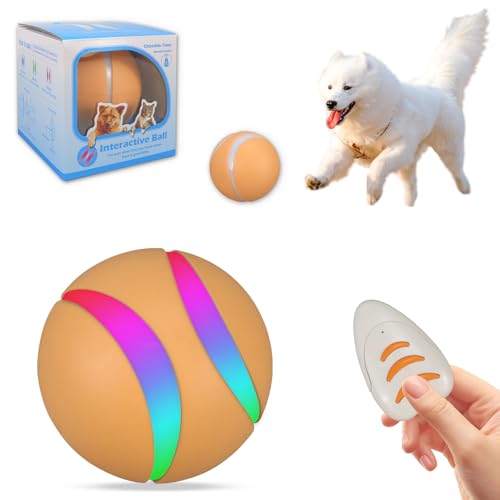 Gytera selbstrollender Ball Hund, Interaktives hundeball elektrisch LED hundespielzeug, smart Active Rolling Ball Hund mit USB-Kabel für Hunde Spielen für langeweile drinnen draußen