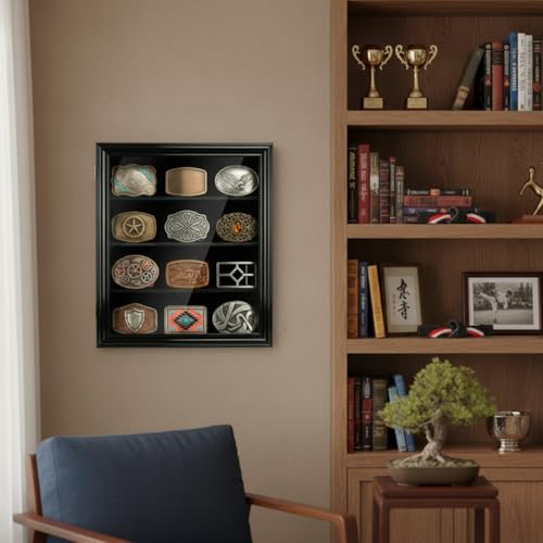Silipull Locking Belt Buckle Display Case, 4-Row Wall Mount, Acrylic Door — view 5