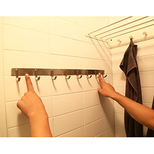 WEBI Solid SUS 304 Coat Bath Towel Hook Hanger Rail Bar, 2 Hooks, for Bedroom, Bathroom, Foyer, Hallway, Entryway, Great Home Office Storage & Organization, Brushed Finish, J-DBG02-2, 2 Pack - Thumbnail 7