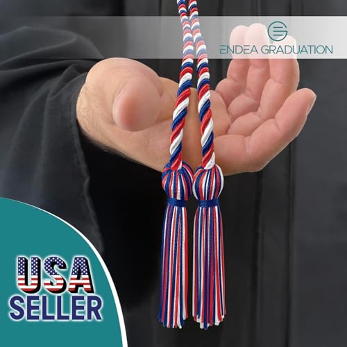 Image of Endea Graduation Double Honor Cord Three-Color (Royal Blue /Red /White)