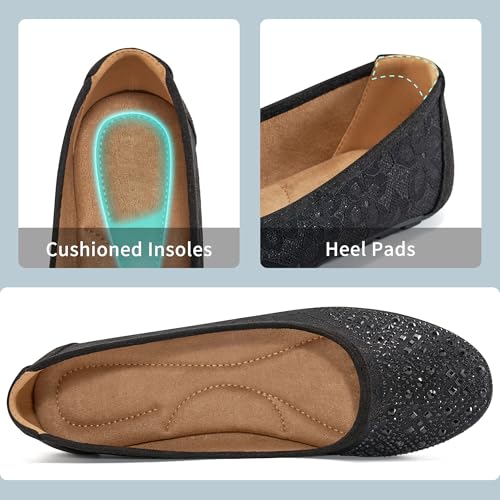 Ballet Flats for Women Dressy : Comfortable Dress Rhinestone Lace Wedding Flat for 2025 - Ladies Slip On Walking Office Shoes3