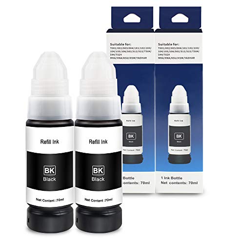 Pristar Compatible Refill Bottle Ink Replacement for T522 522 Black Dye Ink Work for Expression EcoTank Expression ET-2720 Workforce ET-4700 Printer (70ml Black, 2-Pack)