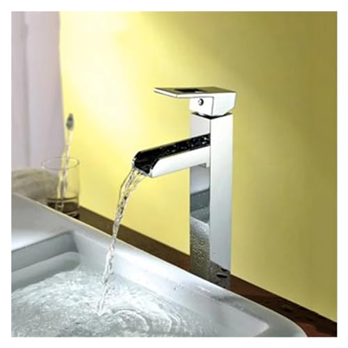 Grifo de lavabo cascada de latón cromado con agua fría y caliente CF001