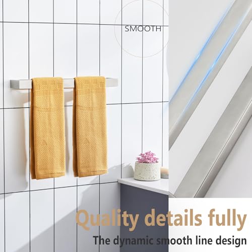 Image of KOKOSIRI Towel Bar Brushed Nickel Bath Towel Hanger Holder 16-Inch Kitchen Rack Stainless Steel for Bathroom Hardware Wall Mount, 1 Pack B4008BR-L16