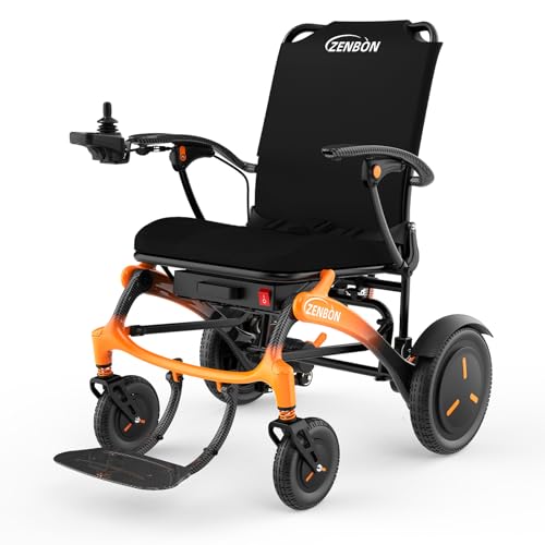 Silla de Ruedas Eléctrica Plegable Ligera de Carbono 16,3 kg: 25 km Silla de Ruedas Eléctrica para Ancianos con luz LED Hasta 150 kg