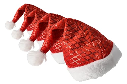 Chapeaux de Noël adultes en lot de 4 pièces taille 54-56 cm pour fêtes