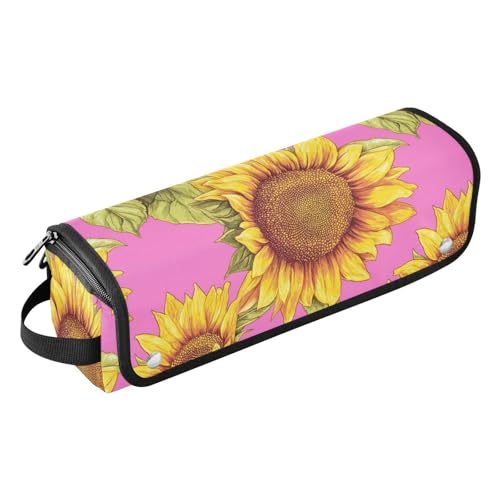 Bolsa de viaje para herramientas de cabello Retro Amarillo Girasol Rosa con alfombrilla para plancha y organizador portátil para planchas y accesorios de cuidado del cabello miniatura 1