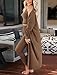 KIRUNDO Women Spring 3 Piece Outfits Casual Fall Long Sleeve Long Cardigan Sleeveless Crop Top Drawstring Pants Lounge Sets(Khaki, Small)