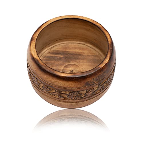 Beautiful Handmade 5 X 3" Decorative Mango Wood Snack Serving Bowl For Dry Fruits Chips Coffee Table Countertop Display Key Bowl Tableware Kitchen Living Room Home Decor Accents Dinnerware (Antique) #TOP3
