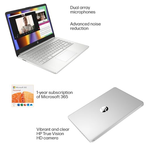 Image of HP Stream 14 inch HD BrightView Laptop, Intel Celeron N4120, 16GB RAM, 128GB eMMC + 128GB SD Card Storage, Intel UHD Graphics, HD Webcam, 1 Year Office 365, Bluetooth, WiFi, HDMI, Win 11s, Silver