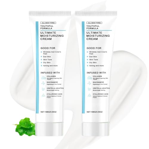 Youthful Formula Ultimate Moisturizing Cream Korean Face Cream Korean Face Moisturiser with Collagen Nicotinamide Centella Repair Moisturising Cream for Wrinkles Dry & Dull Skin All Skin Types 2PCS