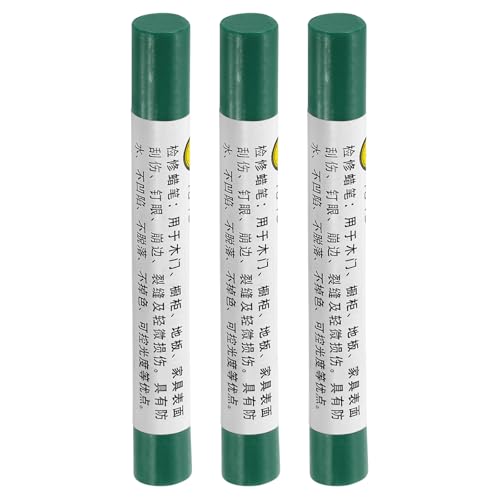 QUARKZMAN Matite Per Riparare Mobili, 3Pz - Bastoncini Di Cera Per Legno, Pennarelli Per Ritocchi Mobili - Per Graffi Buchi Tavoli Scrivanie Pavimenti In Legno Coperture, Verde Prato