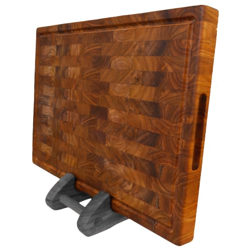 Tabla de cortar madera sólida de teca 45x30x3 cm con mango oculto miniatura 1