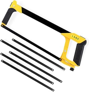 LAND 12 Inch Hacksaw - Heavy Duty Coping Saw with 5 Extra High-Carbon Steel Blade, for PVC, Pipe, Carpentry