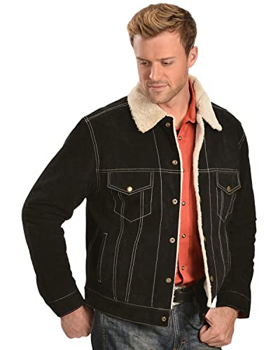 Image of Scully Men's Men'S Sherpa Lined Boar Suede Jacket Black Medium