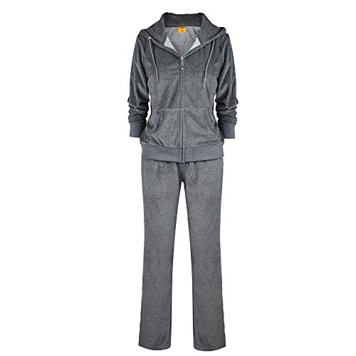 Womens Velour Sweatsuit Set 2 Piece Tracksuits Full Zip Hoodie Sweatshirt & Sweatpants
