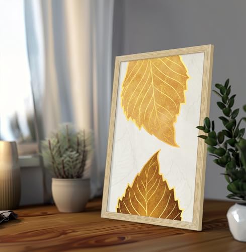 Image of ArtX Paper Modern Art Wall Painting For Living Room,Drawing Room Decoration Big Size, Leaves Framed Painting for Wall Decoration, Mordern Wall Decor For Bedroom,Multicolor, 36.0 x 18.0 inches,Set Of 3