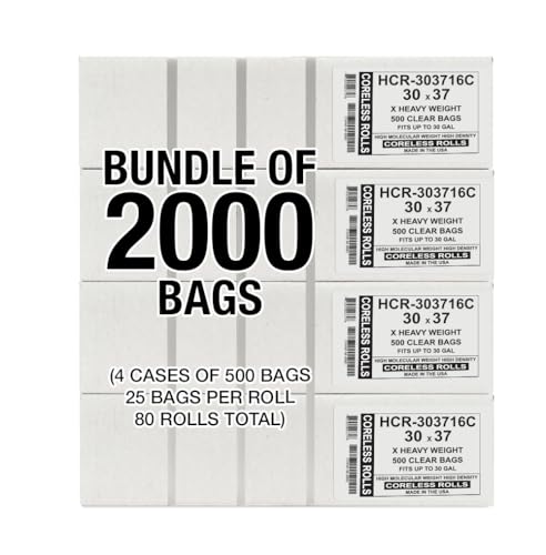 Image of Aluf Plastics 30 Gallon16 Micron (eq) Clear Trash Bags 30 inch x 37 inch 2000 Count