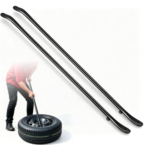 MYLSAUTO Tire Bars for Semi Tires, Heavy Duty tire Iron for tire Tools for Changing Tires, Tire Spoon Fit for Semi Trucks, Tractors, Buses & RVs, Tire Mounting Tools 39 Inch x 4/5 Inch, Black, 2 Pcs by MYLSAUTO - Used condition - US$31.67