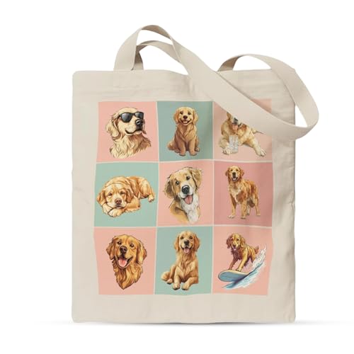 Imagen de Golden Retriever Bolsa de tela estampada para mujer