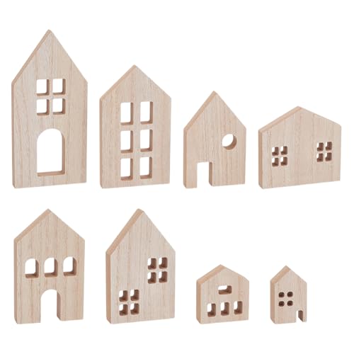 OLYCRAFT Bloques de madera para casa, 8 piezas en blanco, bloques de madera sin terminar, bloques de madera MDF, kit de manualidades, piezas decorativas para pintar el hogar, cocina, oficina, estante