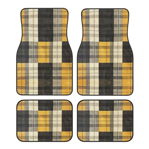 Tapis de sol voiture pour vos trajets en famille motif carreaux jaune