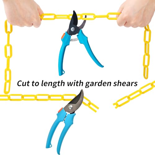 Vicenpal 200ft Yellow Plastic Chain Links, Plastic Safety Chain Barrier Weatherproof UV Resistant for Crowd Control, Driveway, Parking Lot, Garden, Fence, and Event Decoration (3 Pieces)