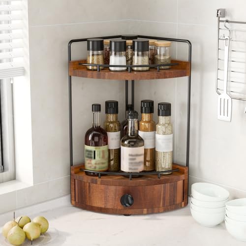 Naeqieo 2-Tier Corner Bathroom Countertop Organizer with Drawer - 5