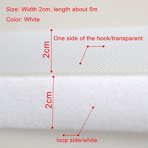 Image of Extremely Thin and Soft Strong Mini Clothes Hook and Loop Fasteners Sewing Type Back Without Adhesive Tiny Clothing Accessories DIY Handmade Materials (White, 0.78 inch /20mm)