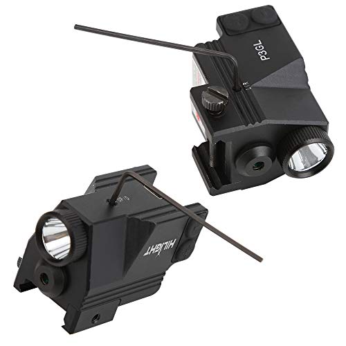 Hilight P3Gl 500 Lm Strobe Pistol Flashlight & Green Laser Sight Combo (Air Craft Grade Aluminum Usb Rechargeable Built-In Battery) For Subcompact And Compact Pistols Handguns #TOP4