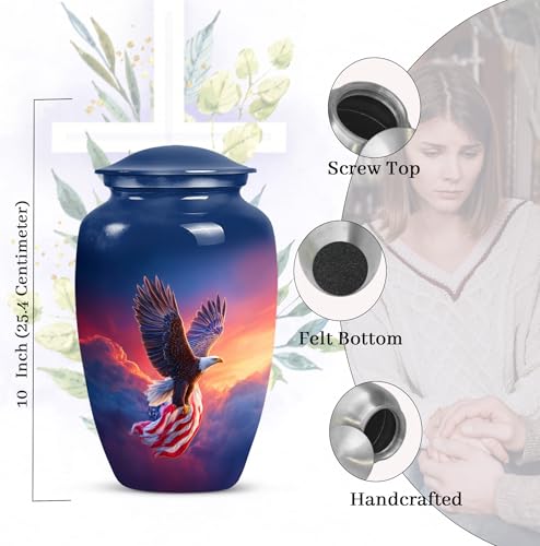 Image of Eagle Cremation Urns for Human Ashes - American Flag Patriotic Urn for Adult Mom & Dad - Military Urn for Ashes Adult Male - Veteran Funeral Urn for Women (10 Inch)