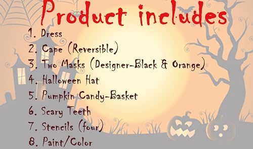 Image of Sarvda halloween costume|halloween dress for boys|witch costume for girls (2-3 Years, Dark Witch (Dress, Hat, Black Cape, 2 Felt Mask, Pumpkin, Teth))