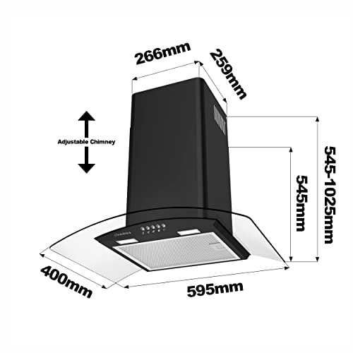 CIARRA-CBC6B506-Campana-Extractora-Cocina-Cristal-60-cm-370-mh-70W-3-Velocidades-de-Extraccion-Evacuacion-al-Exterior-y-Recirculacion-por-Filtro-de-Carbon-CBCF004-Negro